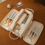 Three-Layer Double Zipper U-Shaped Cosmetic Bag