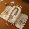Three-Layer Double Zipper U-Shaped Cosmetic Bag