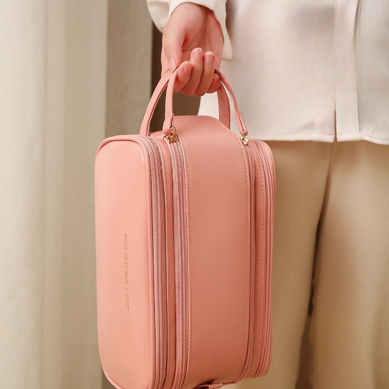 Three-Layer Double Zipper U-Shaped Cosmetic Bag