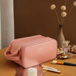 Three-Layer Double Zipper U-Shaped Cosmetic Bag