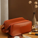 Three-Layer Double Zipper U-Shaped Cosmetic Bag