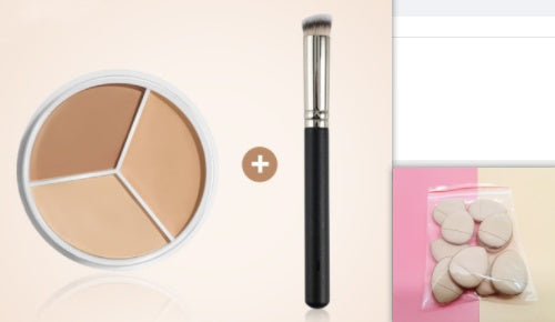 3-Color Waterproof Concealer Palette for Natural Bare-Skin Finish