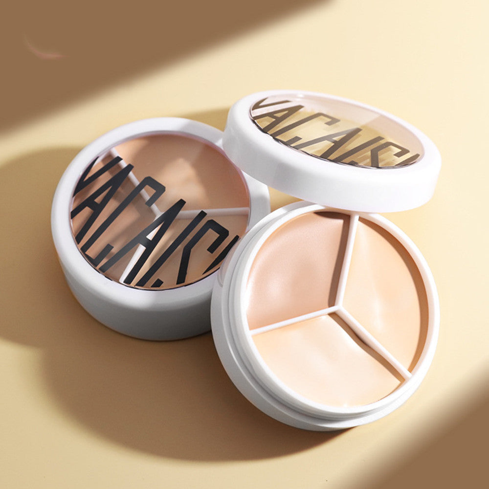 3-Color Waterproof Concealer Palette for Natural Bare-Skin Finish
